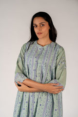 Cotton Hand Block Printed Dress - Green