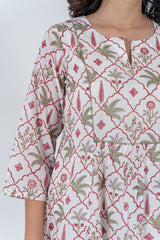 Cotton Hand Block Printed Kurta - Off White