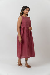 Linen Dress - Dark Pink