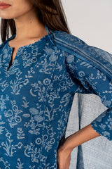 Cotton Hand Block Printed Kurta - Blue
