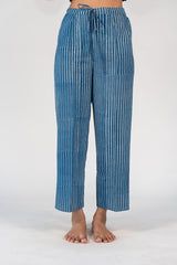 Cotton Hand Block Printed Parallel - Blue