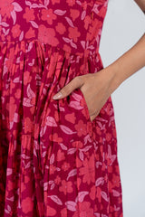 Cotton Screen Printed Dress - Pink