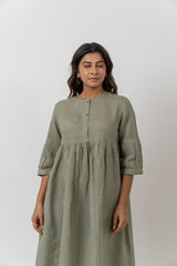 Linen Dress - Turquoise Green