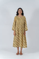 Cotton Hand Block Printed Dress - Yellow