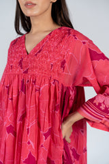 Cotton Screen Printed Dress - Pink