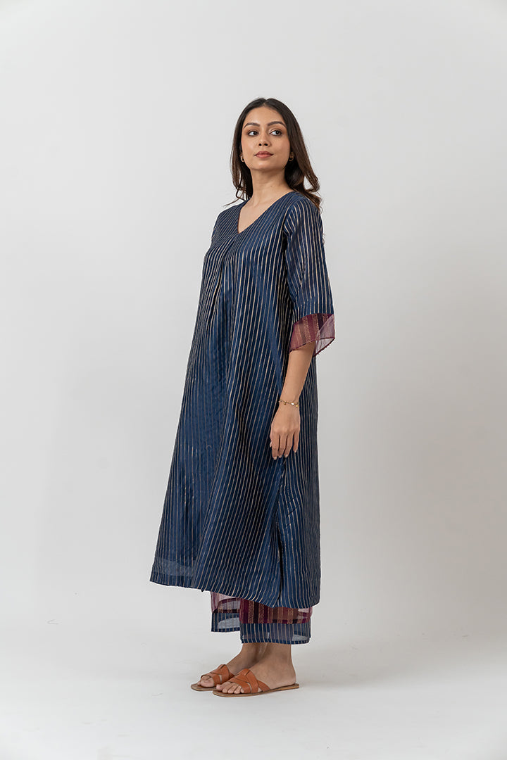 Chanderi Kurta - Navy Blue