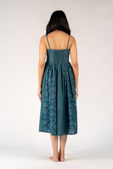Cotton Hand Blocked Printed Dress - Green