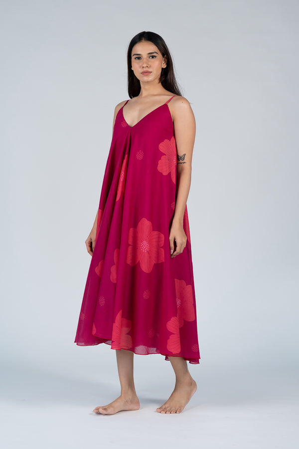 Cotton Screen Printed Dress - Pink