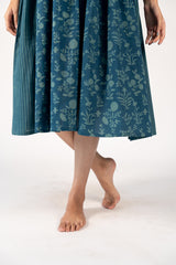 Cotton Hand Blocked Printed Dress - Green