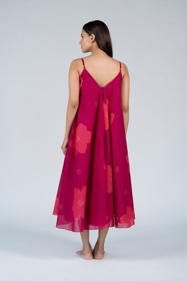 Cotton Screen Printed Dress - Pink