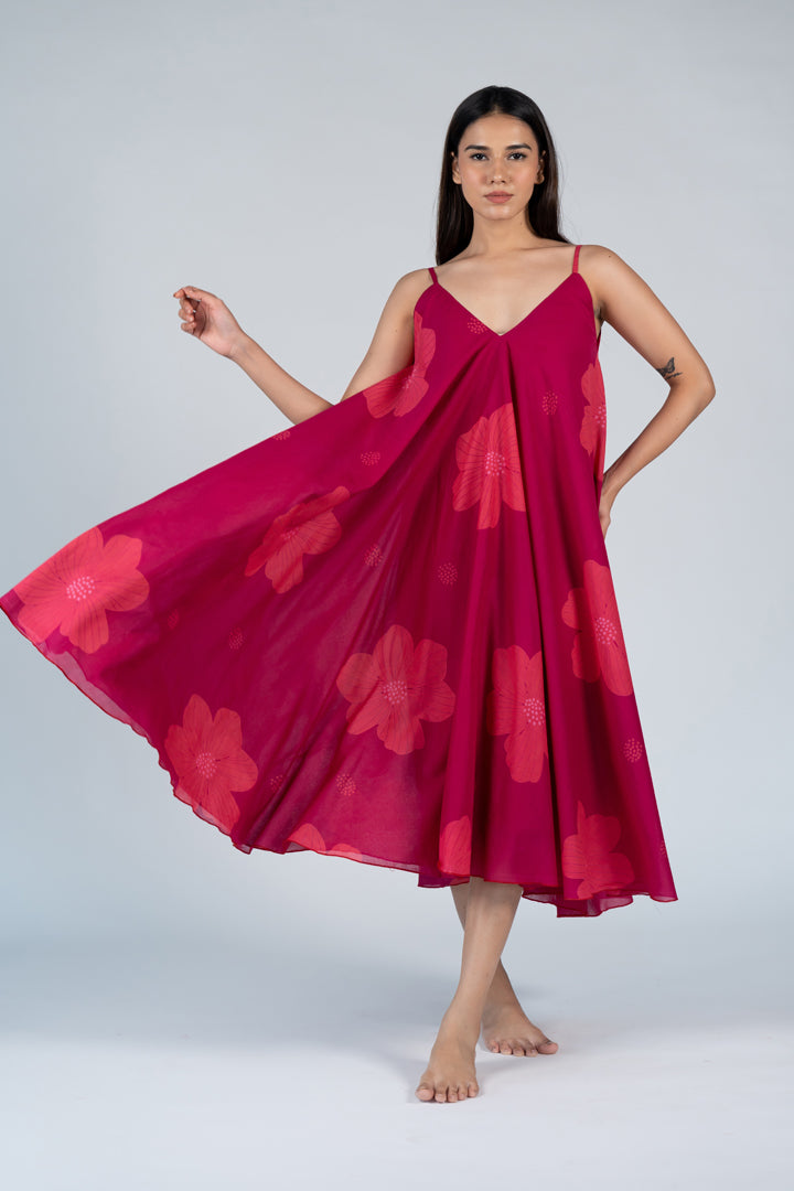 Cotton Screen Printed Dress - Pink