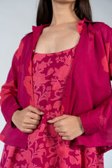 Cotton Screen Printed Dress - Pink