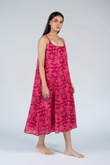 Cotton Screen Printed Dress - Pink