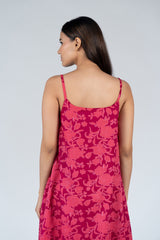 Cotton Screen Printed Dress - Pink