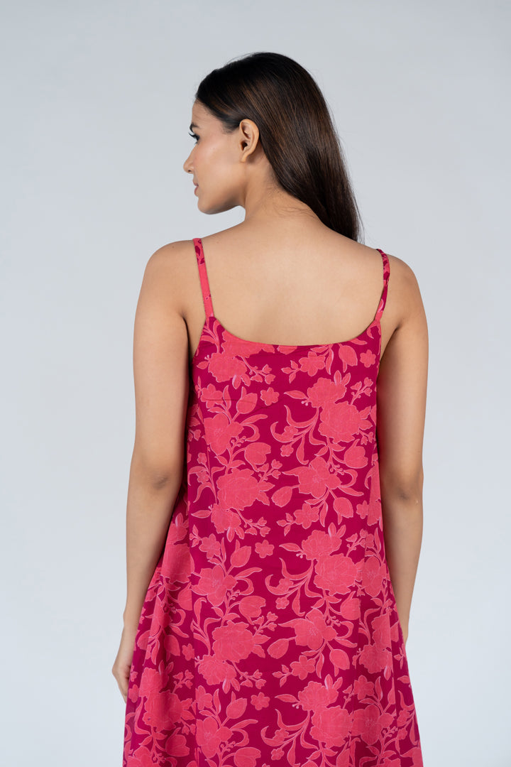 Cotton Screen Printed Dress - Pink
