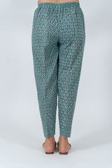 Cotton Hand Block Printed Pant - Teal