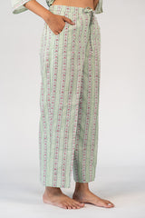 Cotton Hand Block Printed Parallel - Green