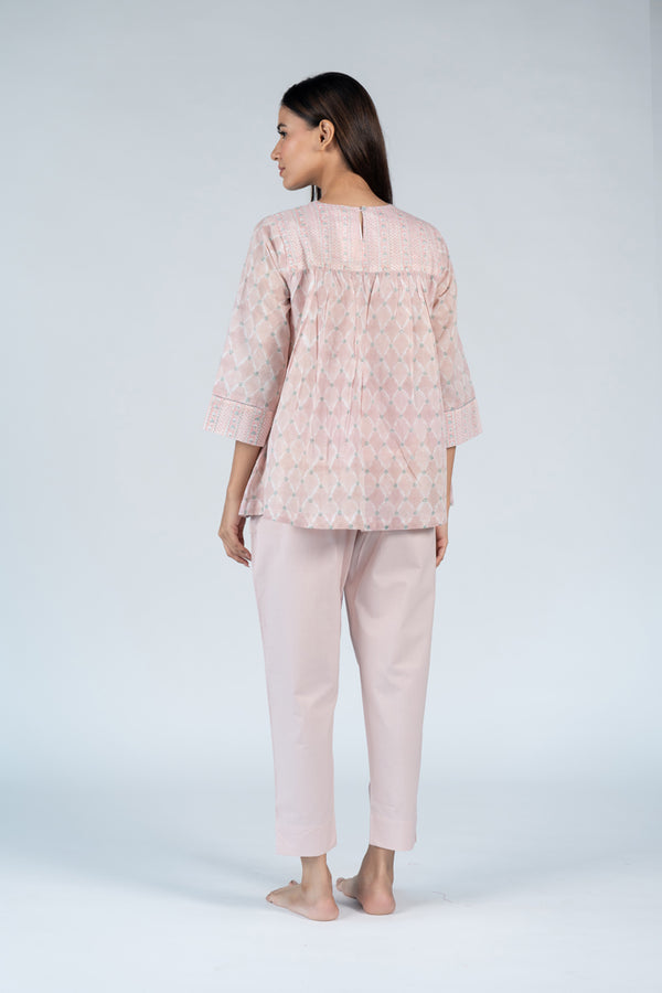 Cotton Hand Block Printed Top - Pink