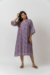 Chanderi Digital Printed Dress - Violet