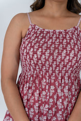 Cotton Hand Block Printed Dress - Pink