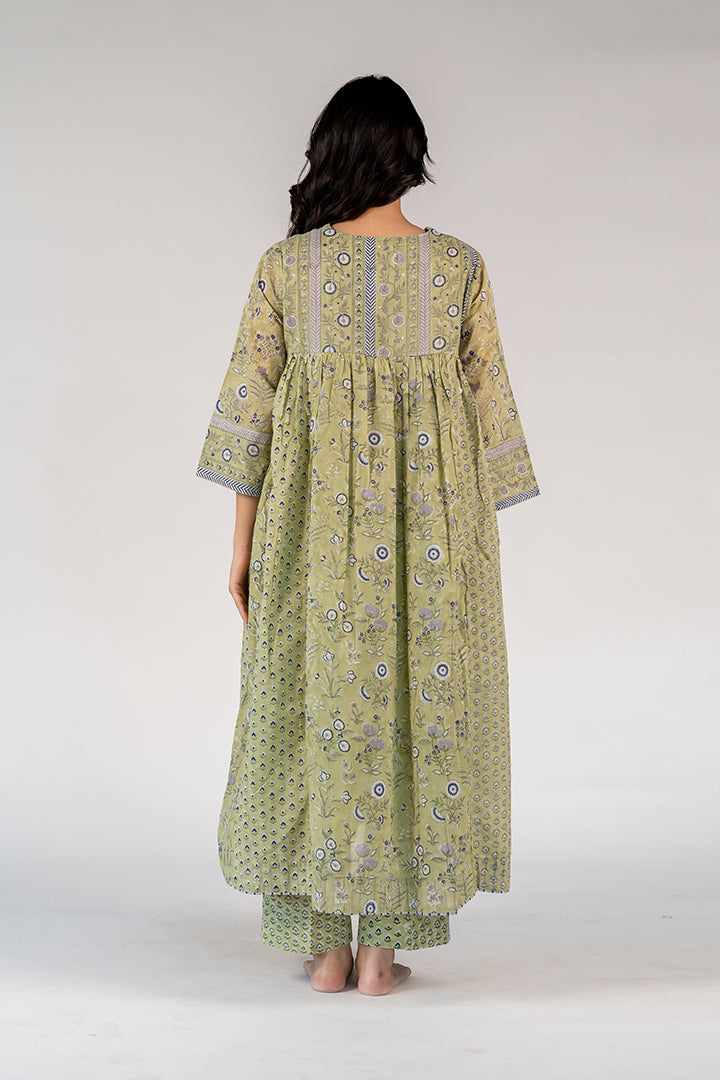 Cotton Hand Block Printed Kurta - Green