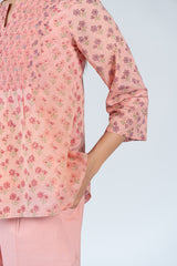 Cotton Hand Block Printed Top - Pink
