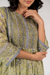 Cotton Hand Block Printed Kurta - Green