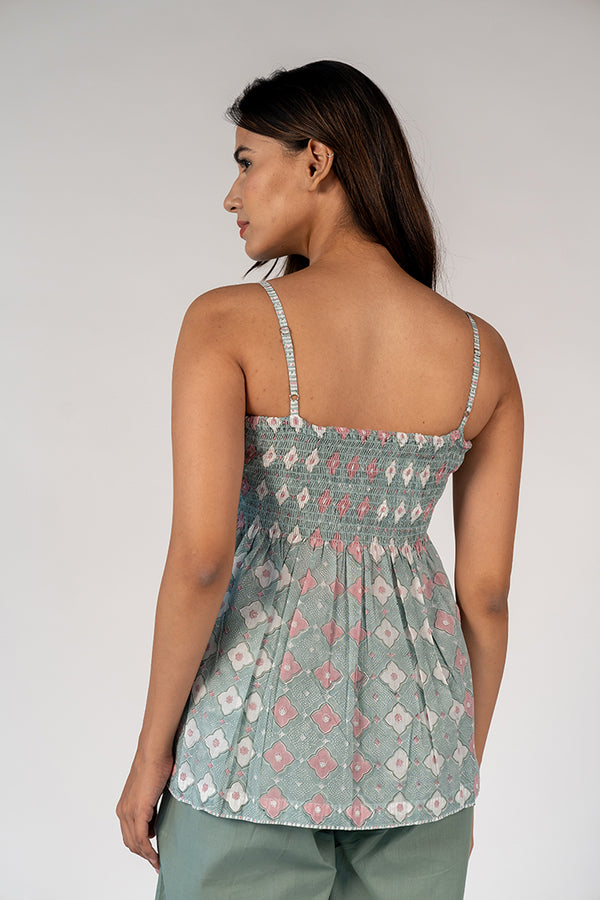 Cotton Hand Block Printed Top - Blue