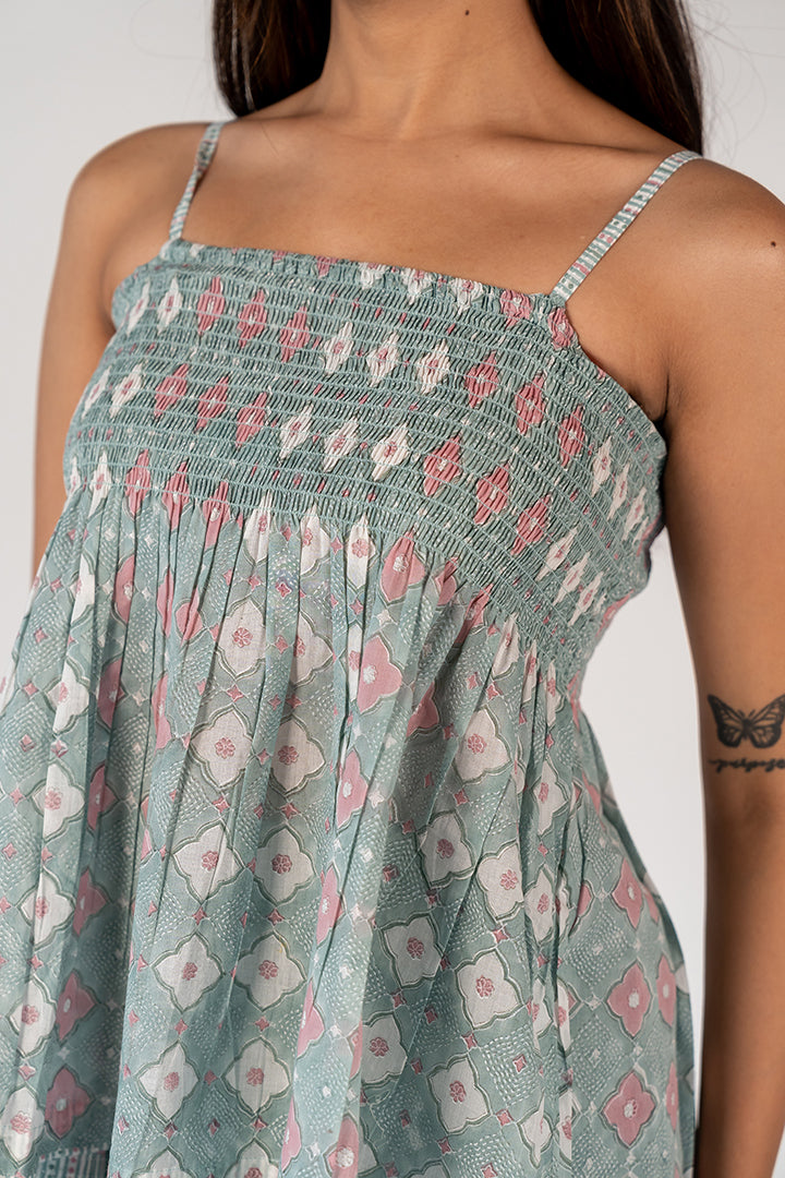 Cotton Hand Block Printed Top - Blue