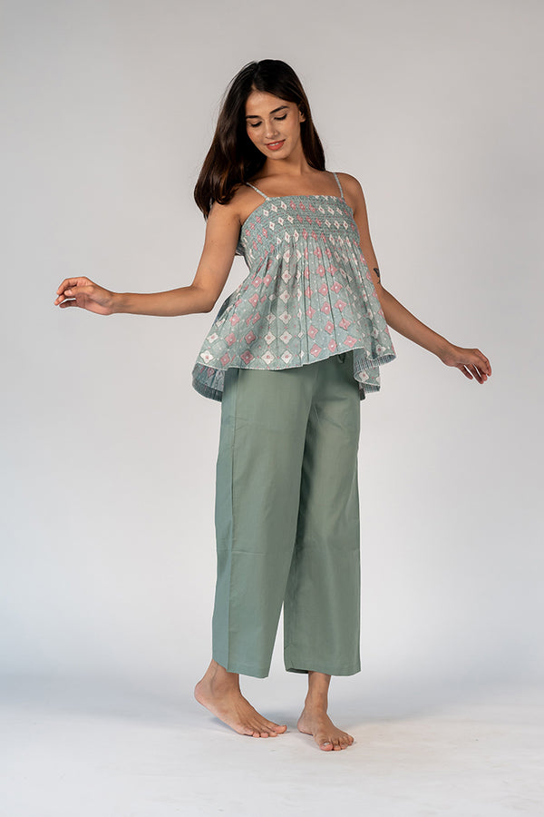 Cotton Hand Block Printed Top - Blue