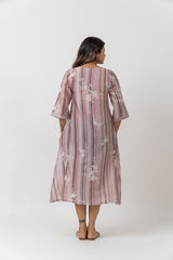 Chanderi Digital Printed Dress - Off White