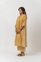 Chanderi Digital Printed Kurta - Mustard Yellow