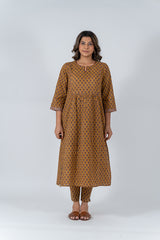 Cotton Hand Block Printed Kurta - Yellow