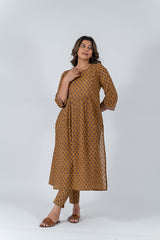 Cotton Hand Block Printed Kurta - Yellow