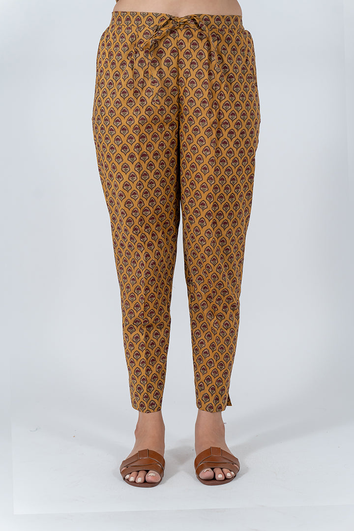 Cotton Hand Block Printed Pant - Yellow