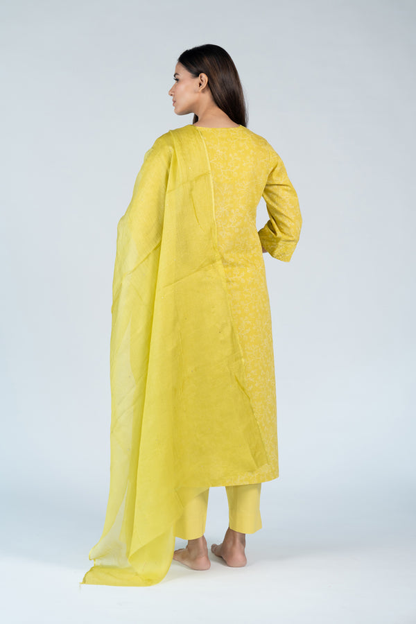 Cotton Kota Doria Dupatta - Yellow
