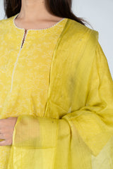Cotton Kota Doria Dupatta - Yellow