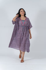 Cotton Hand Block Printed Kaftan - Pink