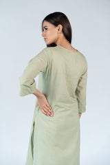 Cotton Hand Embroidery Kurta - Green