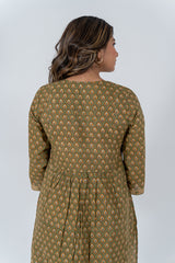 Cotton Hand Block Printed Kurta - Green