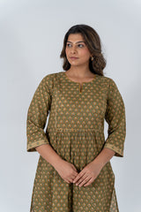 Cotton Hand Block Printed Kurta - Green