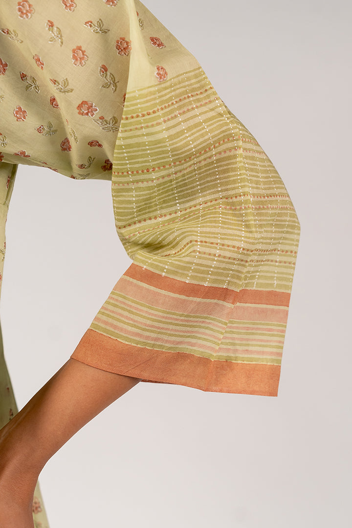 Cotton Hand Block Printed Top - Green