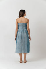 Cotton Hand Block Printed Dress - Blue