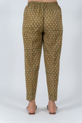 Cotton Hand Block Printed Pant - Green