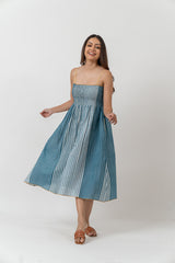 Cotton Hand Block Printed Dress - Blue