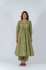 Cotton Hand Block Printed Kurta - Light Green