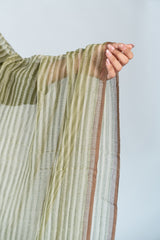 Cotton Kota Doria Hand Block Printed Dupatta - Green