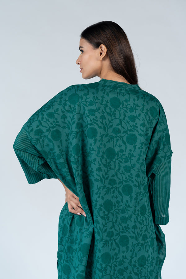 Cotton Digital Printed Tunic Top - Green
