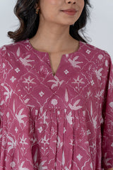 Cotton Hand Block Printed Kaftan - Pink