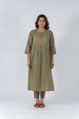 Cotton Hand Block Printed Kurta - Green